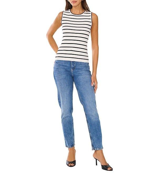 Vince Camuto Knit Striped Crew Neckline Sleeveless Tank Product Image