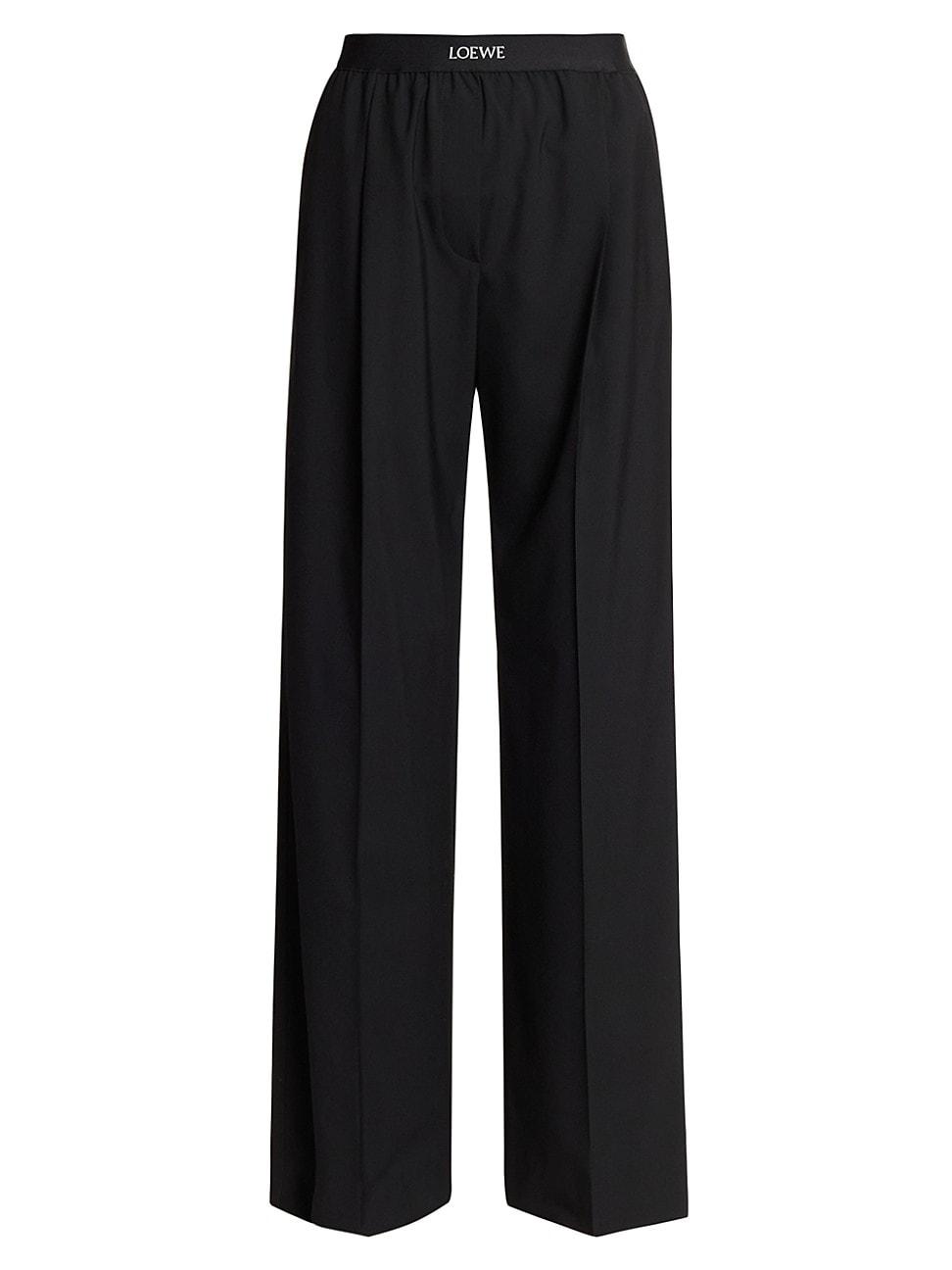 Womens Logo Waist Wool-Blend Trousers Product Image