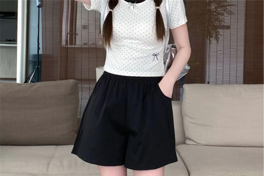 Elastic Waist Plain Sweat Shorts Product Image