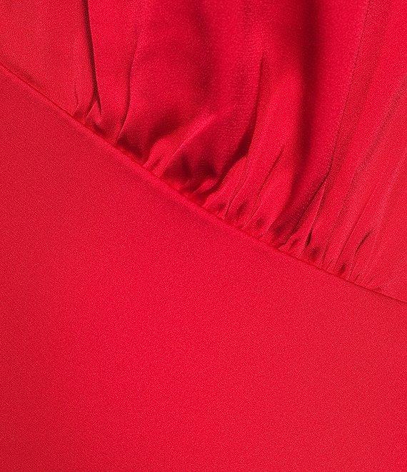 Midnight Doll Satin V-Neck Sleeveless Back Drape Dress Product Image