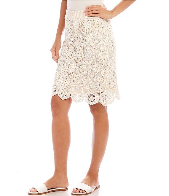 Karen Kane Hexagon Squares Crochet Skirt Product Image