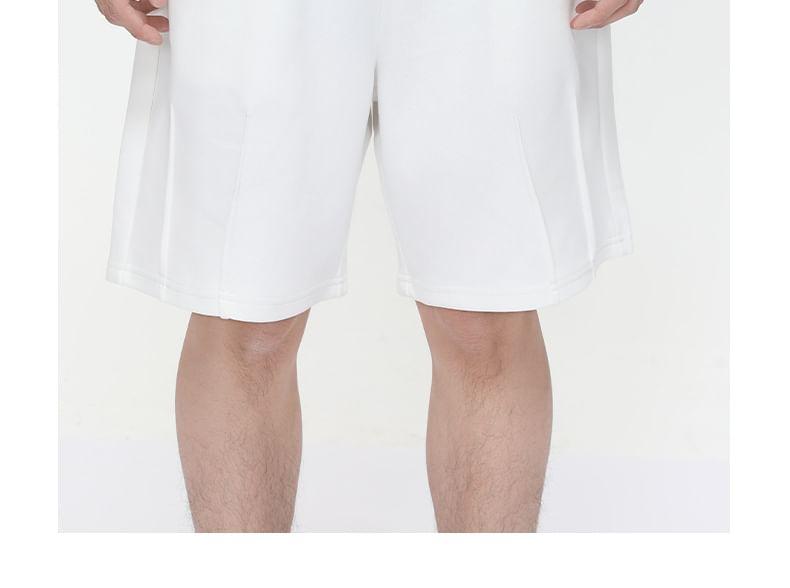 Short Sleeve Plain Polo Shirt / Drawstring Waist Sweat Shorts Product Image