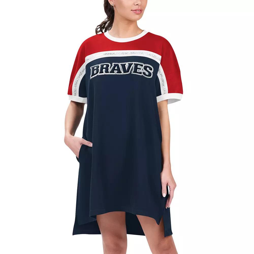 Women's G-III 4Her by Carl Banks Navy/Red Atlanta Braves Circus Catch Sneaker Dress, Size: Small, Blue Product Image
