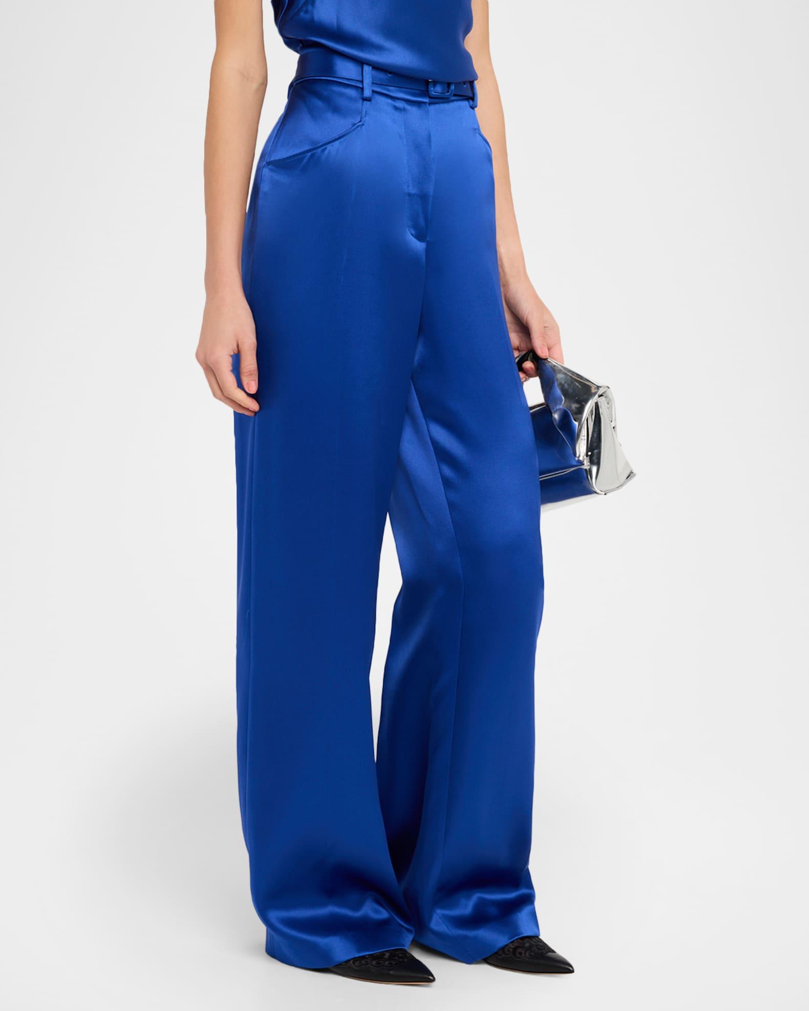 Norman Belted Silk Wide-Leg Pants Product Image