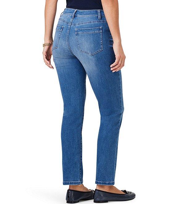 NIC + ZOE Mid Rise Straight Leg Patch Pocket Denim Ankle Jeans Product Image