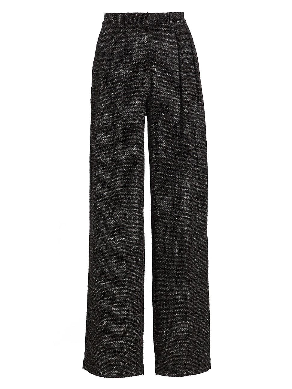 Womens Eleanor Tweed High-Rise Straight-Leg Pants Product Image