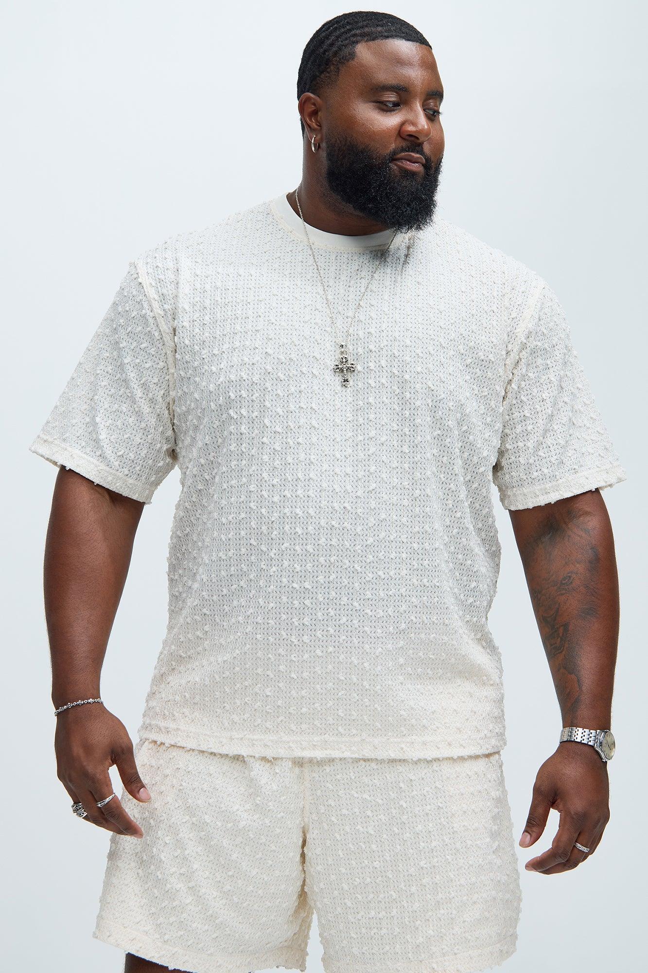 Pop Textured Crew Neck Tee - Ivory Product Image