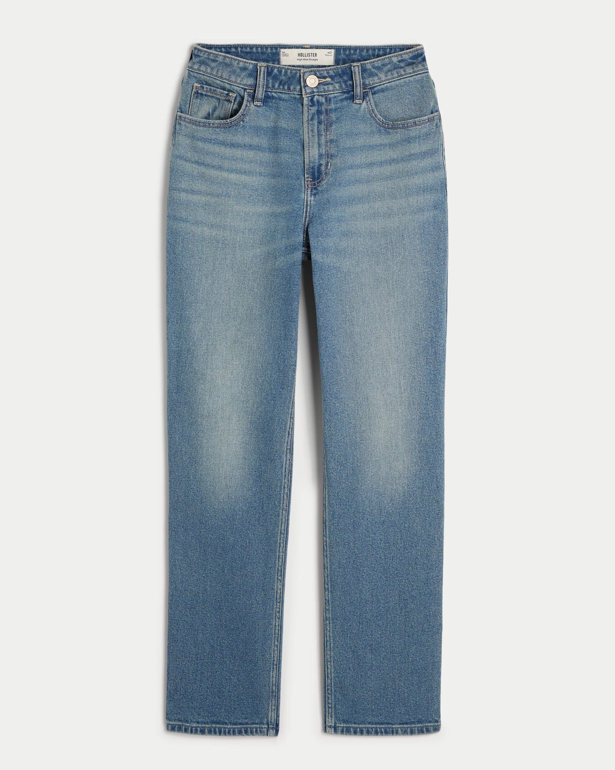 High-Rise Medium Wash Straight Jeans Product Image
