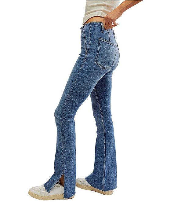 Free People We The Free Level Up Slit Mid Rise Slim Flare Jeans Product Image