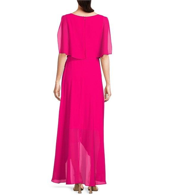 Jessica Howard Split Sleeve Tie Waist Round Neck High-Low Popover Dress Product Image