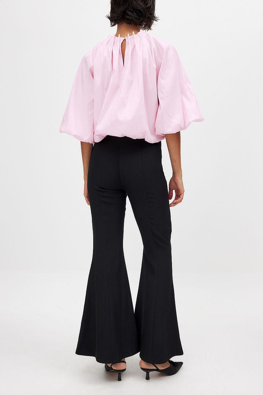 Flared Low Waist Pants Black Product Image