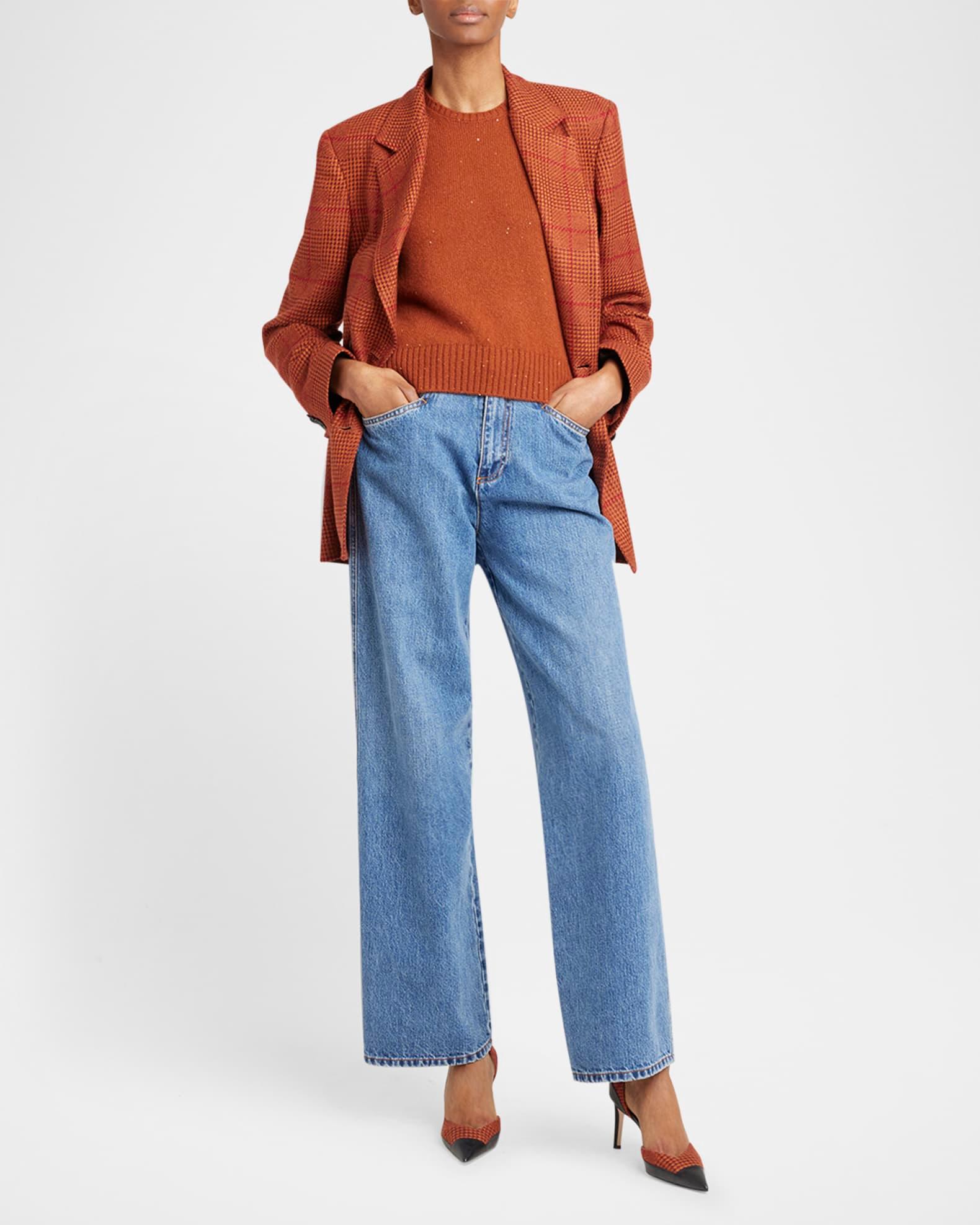 Check Double-Breasted Blazer Jacket Product Image