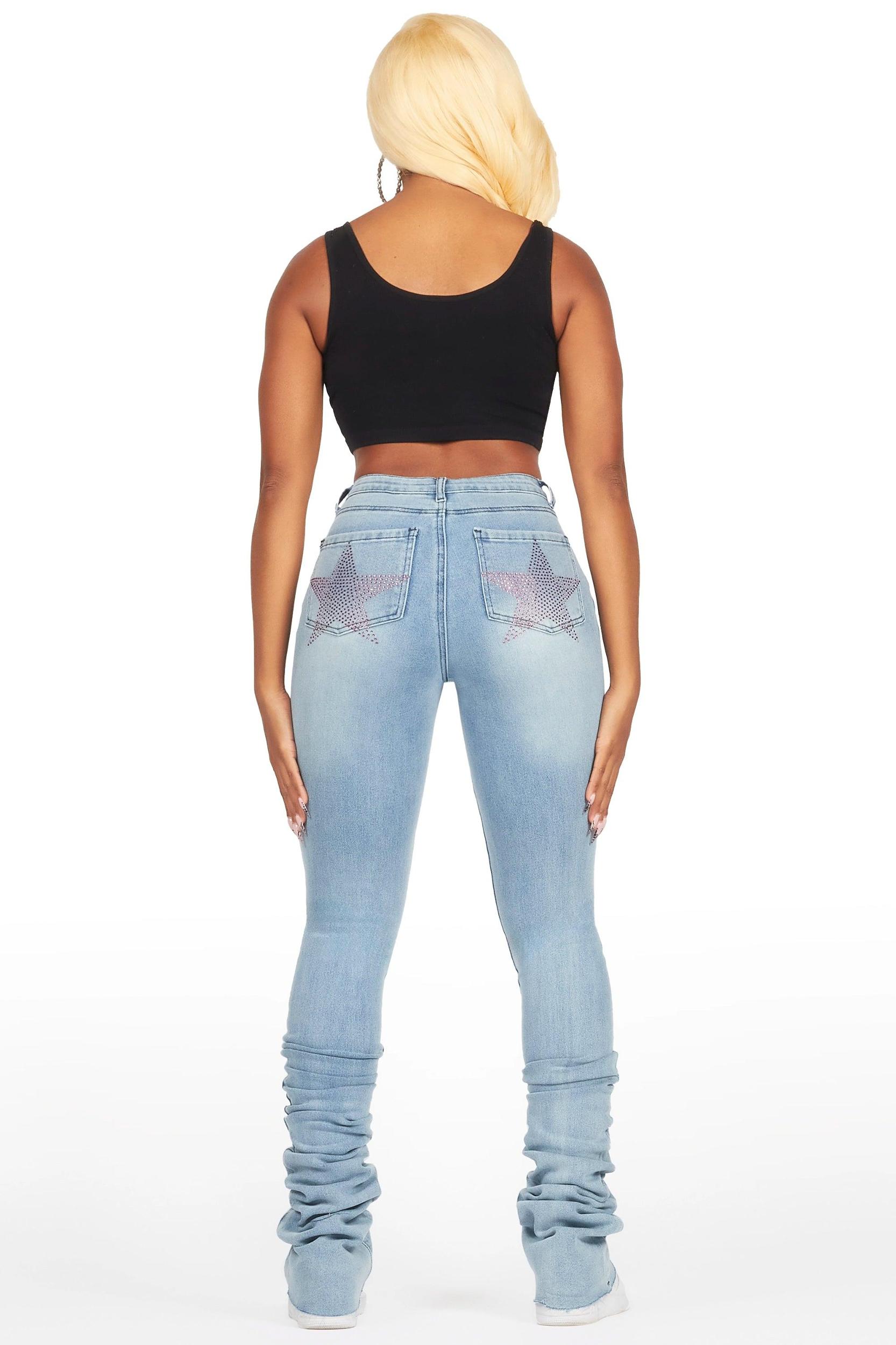 Stargirl Med. Wash Rhinestone Super Stacked Jean Female Product Image