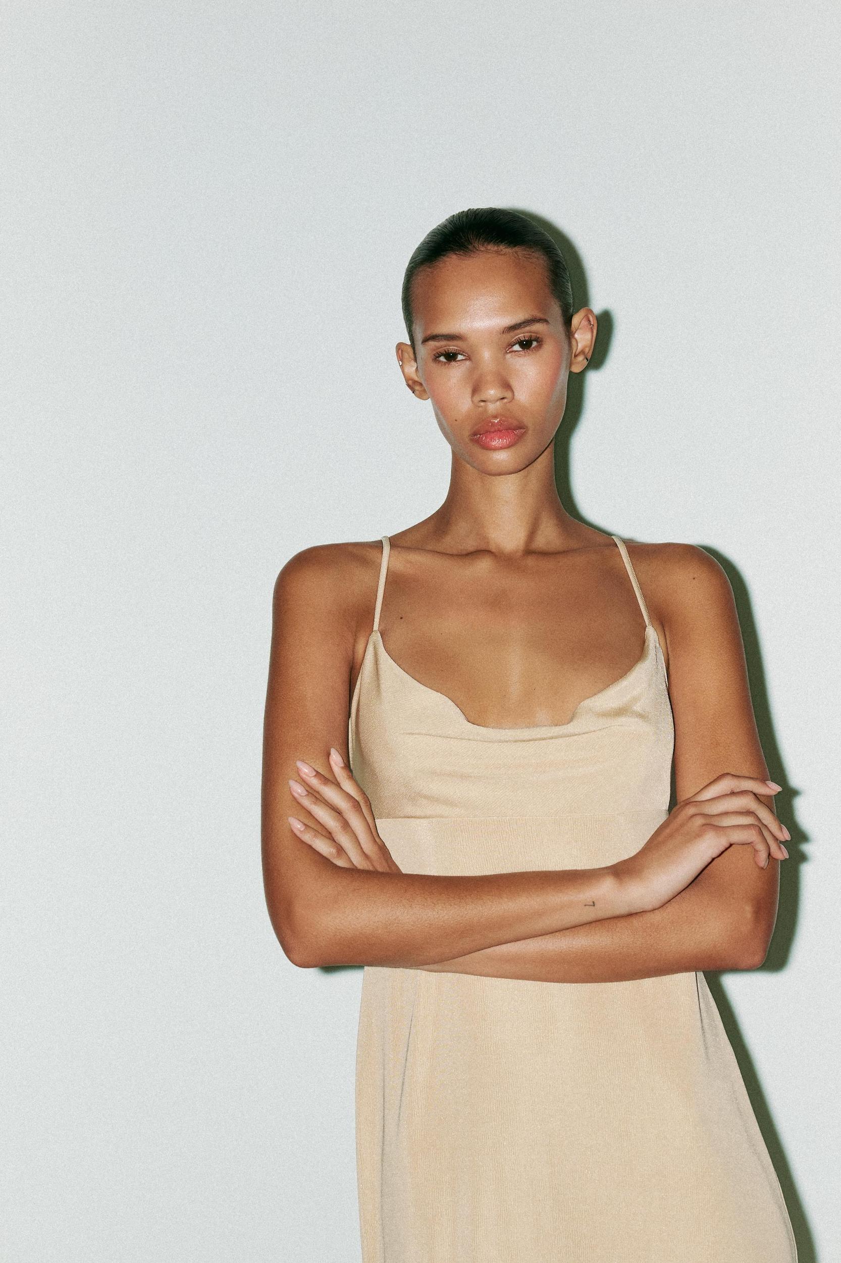 LONG DRESS DRAPED NECK BACK Product Image