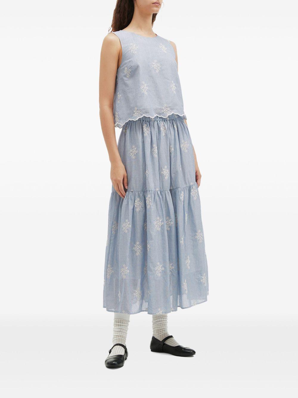 embroidered crop top and tiered maxi skirt Product Image
