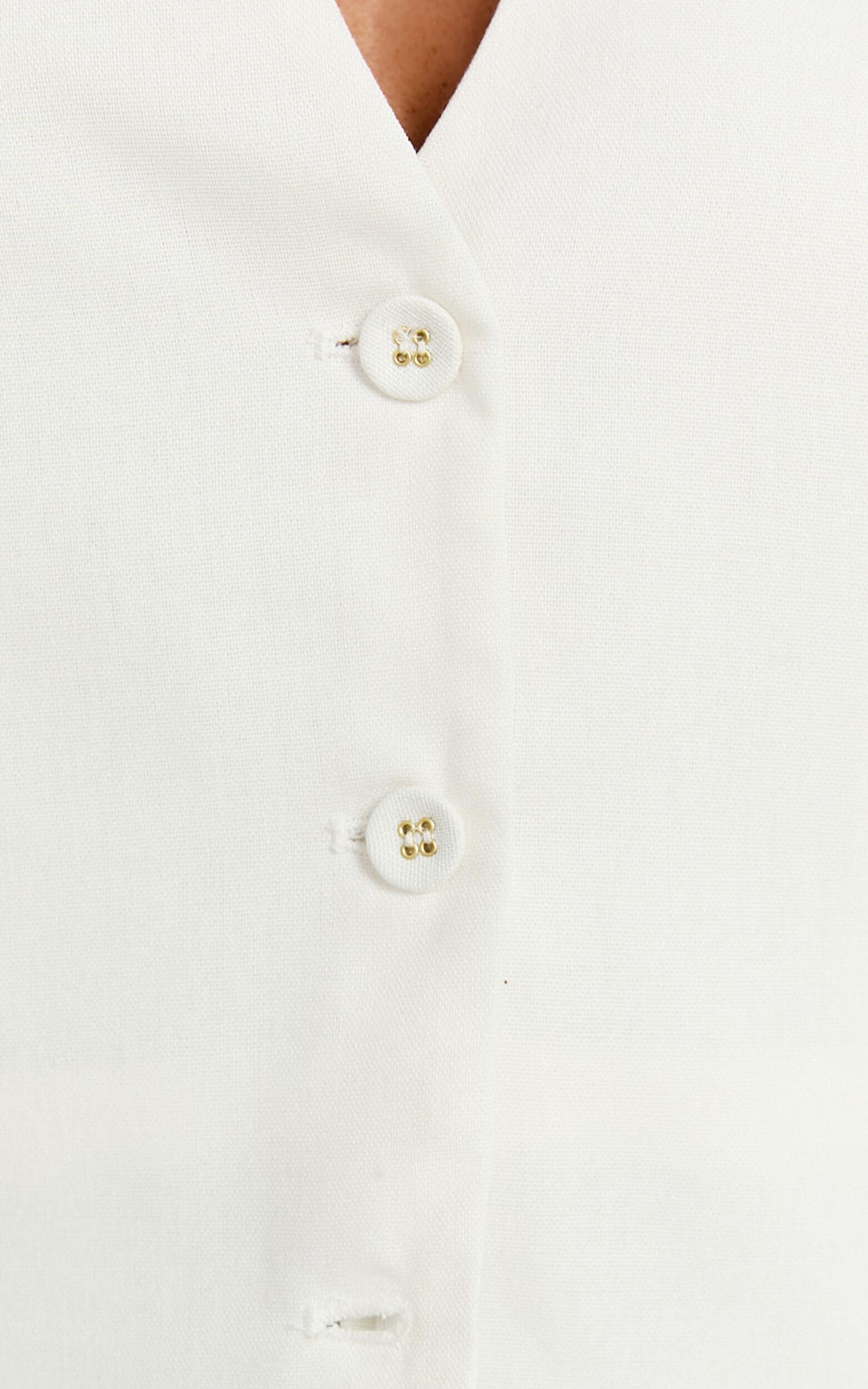 Kiraye Top - Linen Button Through Vest in Off White Product Image