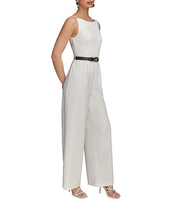 Donna Karan Sleeveless Square Neck Belted Jumpsuit Product Image