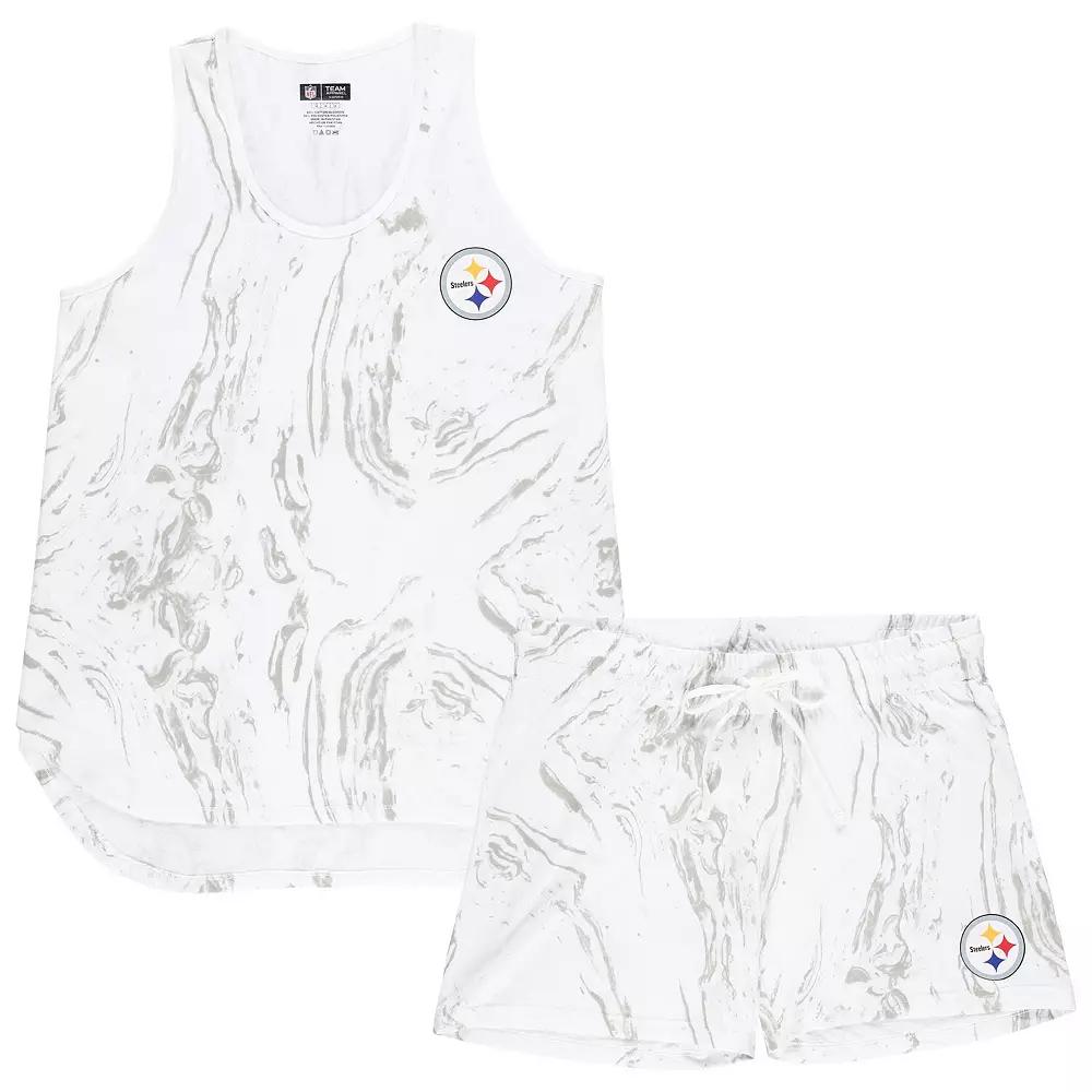 Women's Concepts Sport White Pittsburgh Steelers Plus Size Quartz Tank Top & Shorts Set, Size: 4XL Product Image