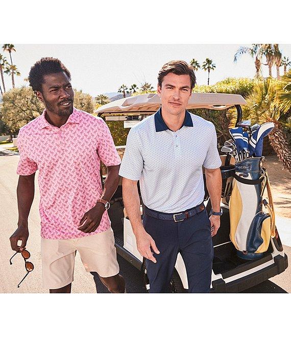 Johnston & Murphy XC4 Performance Stretch Cool Degree Tonal Flamingo Print Short Sleeve Polo Shirt Product Image