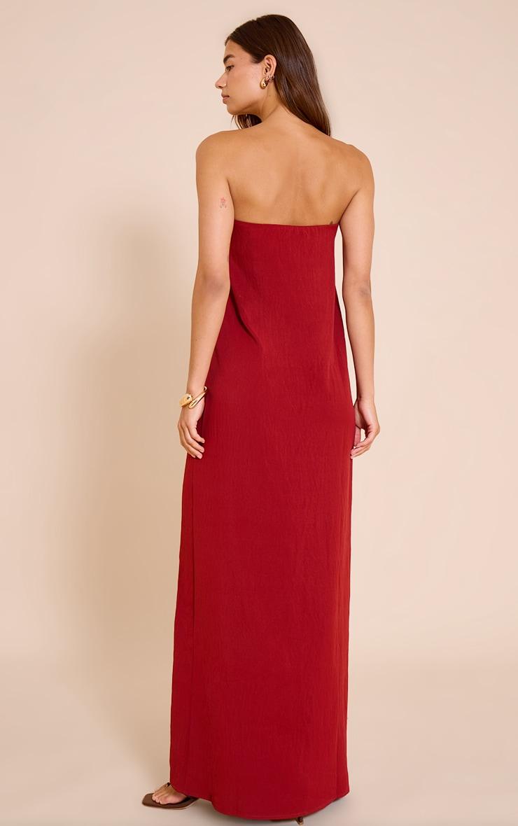 Deep Red Floaty Woven Bandeau Maxi Dress Product Image