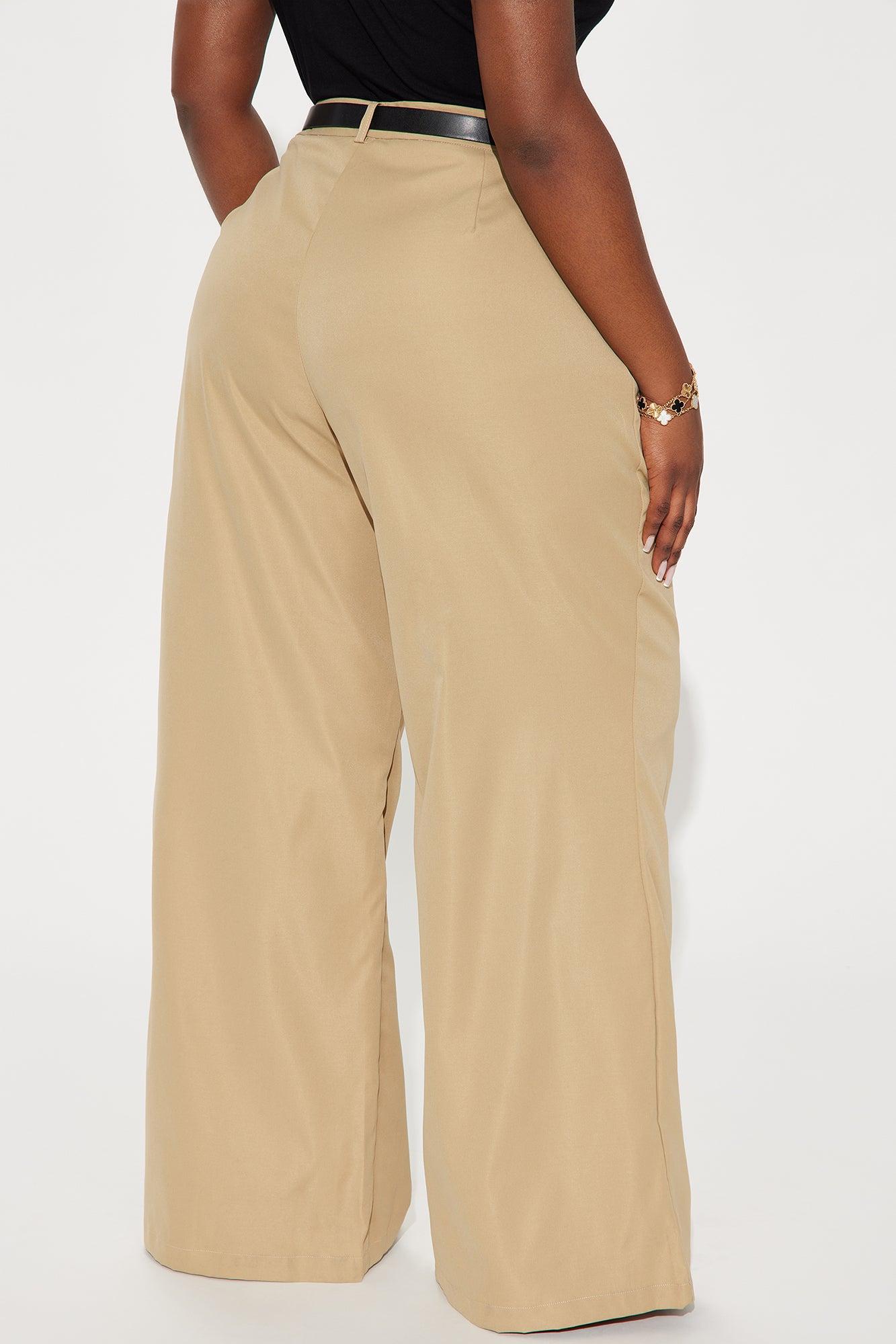 Business Casual Belted Trouser - Khaki Product Image