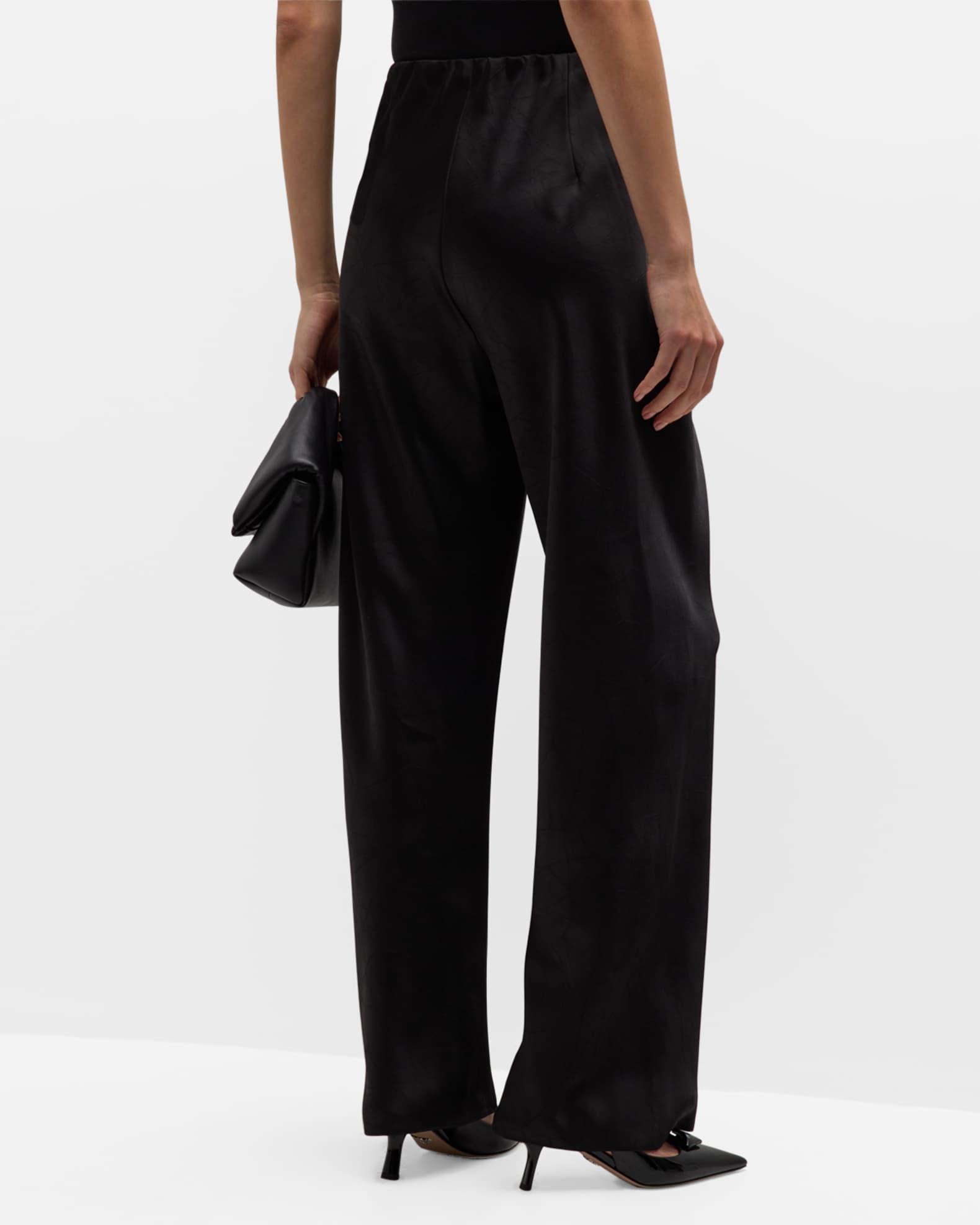 Fluid Bias-Cut Crushed Satin Pants Product Image