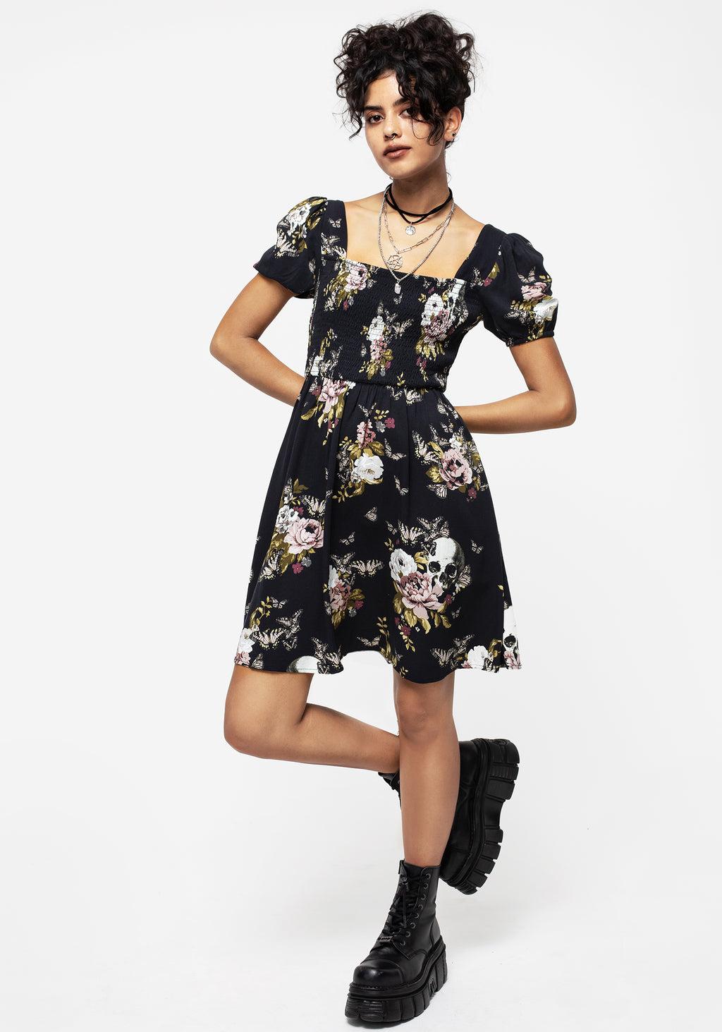 Revival Floral Puff Sleeve Shirred Mini Dress Product Image