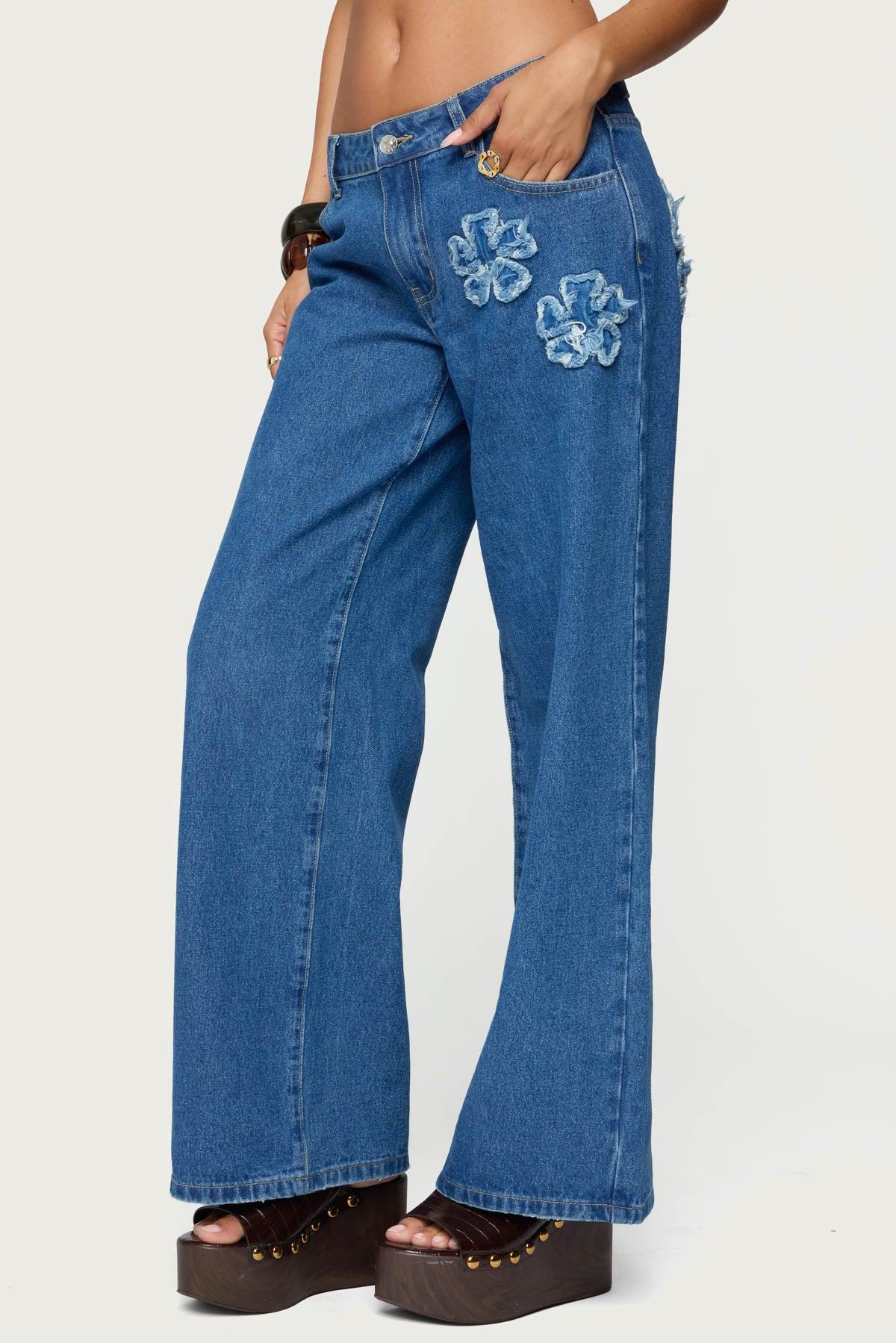 Flower Patch Low Rise Baggy Jeans Product Image