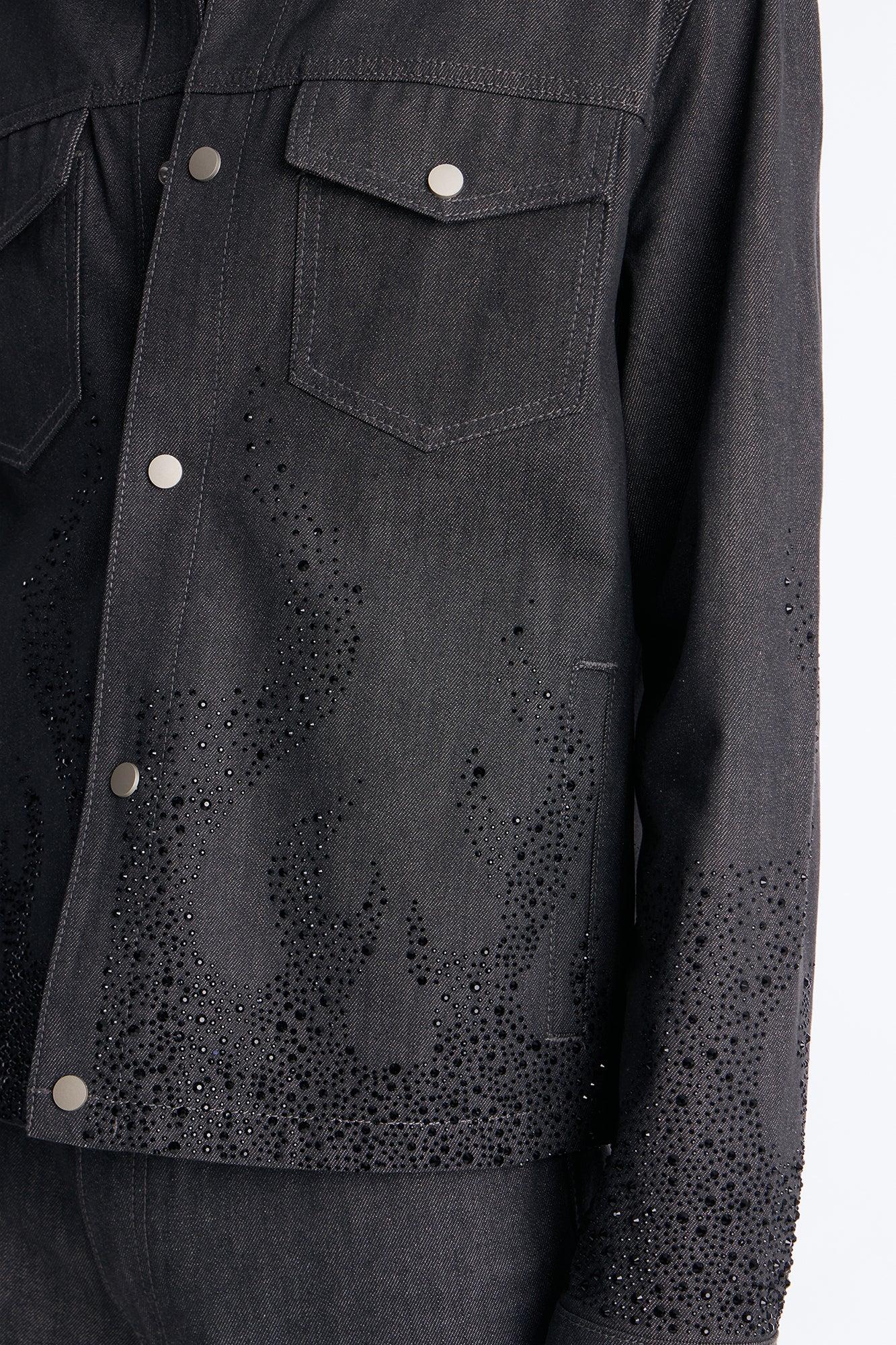 Cropped Dark Ember Trucker Jacket - Grey Male Product Image