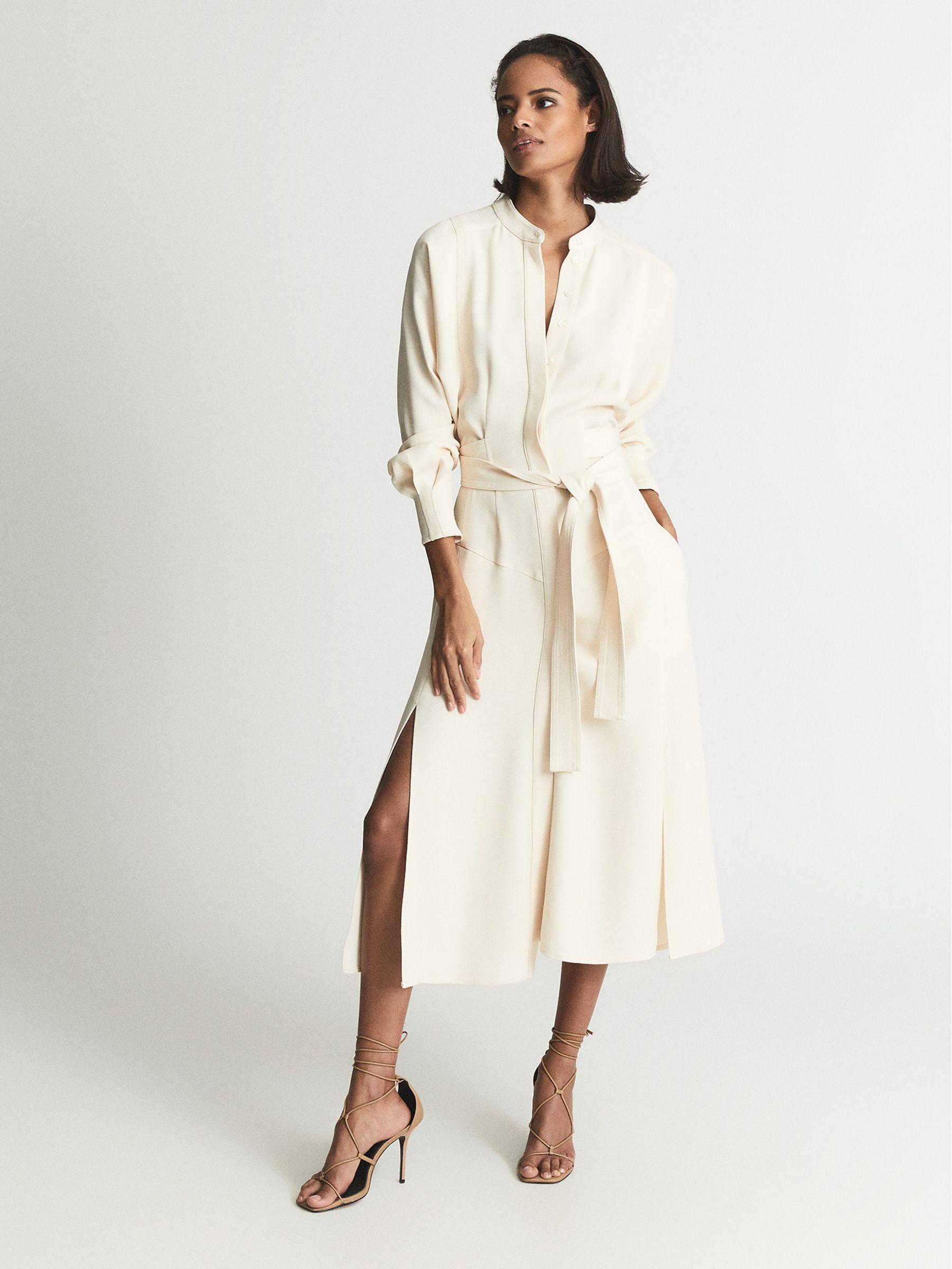 Regular Belted Midi Shirt Dress in Neutral Product Image