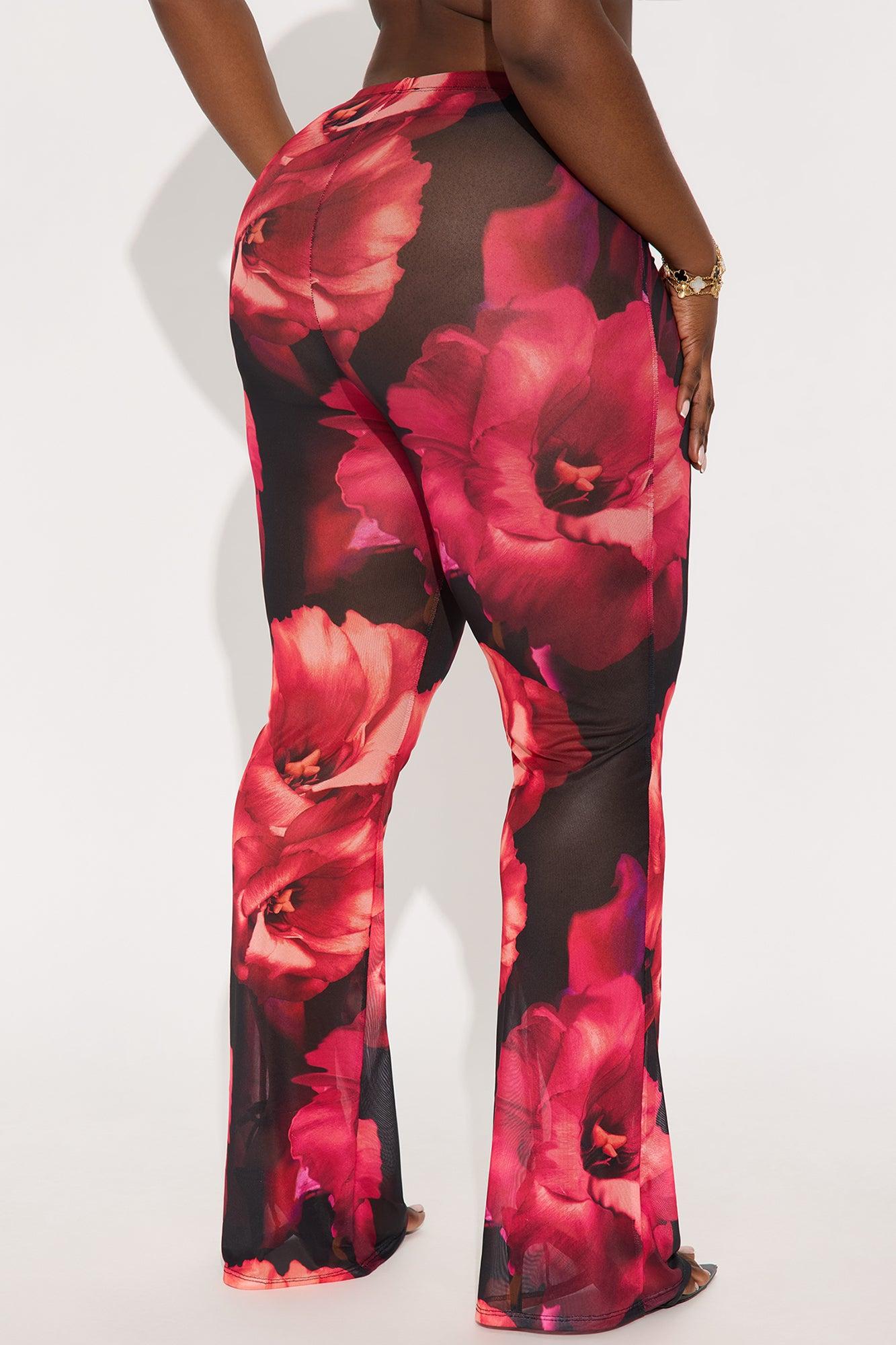 Estella Floral Mesh Flare Pant - Black/combo Product Image