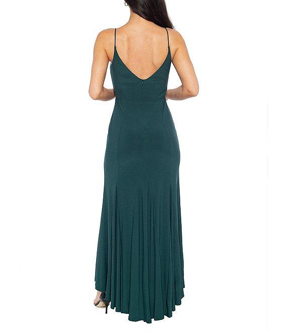 Jump V-Neck Sleeveless Side Slit Long Gown Product Image