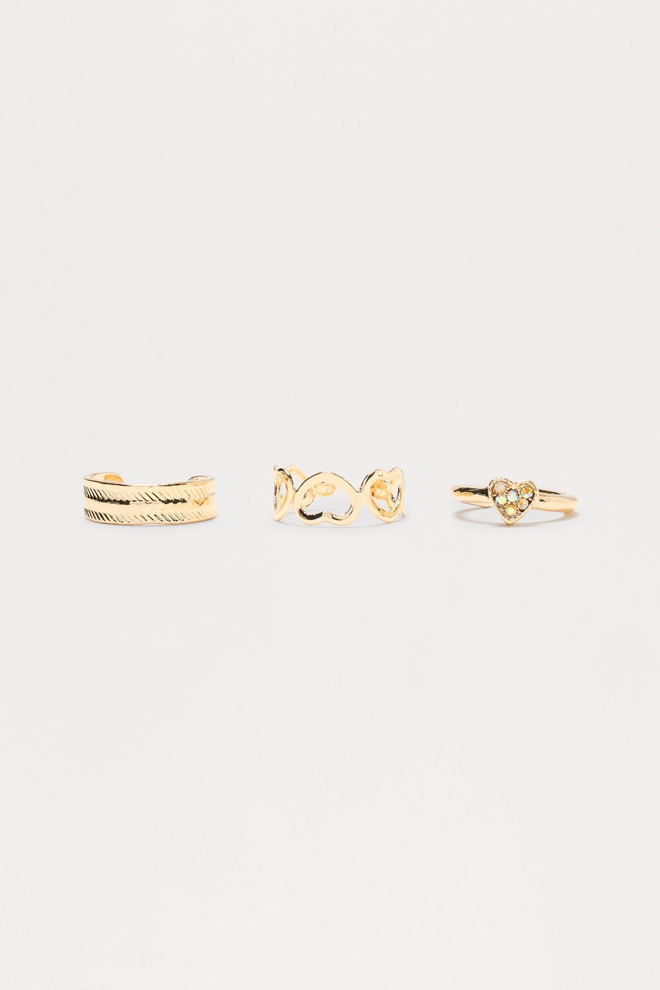 Just My Love 3 Piece Toe Ring Set - Gold Female Product Image