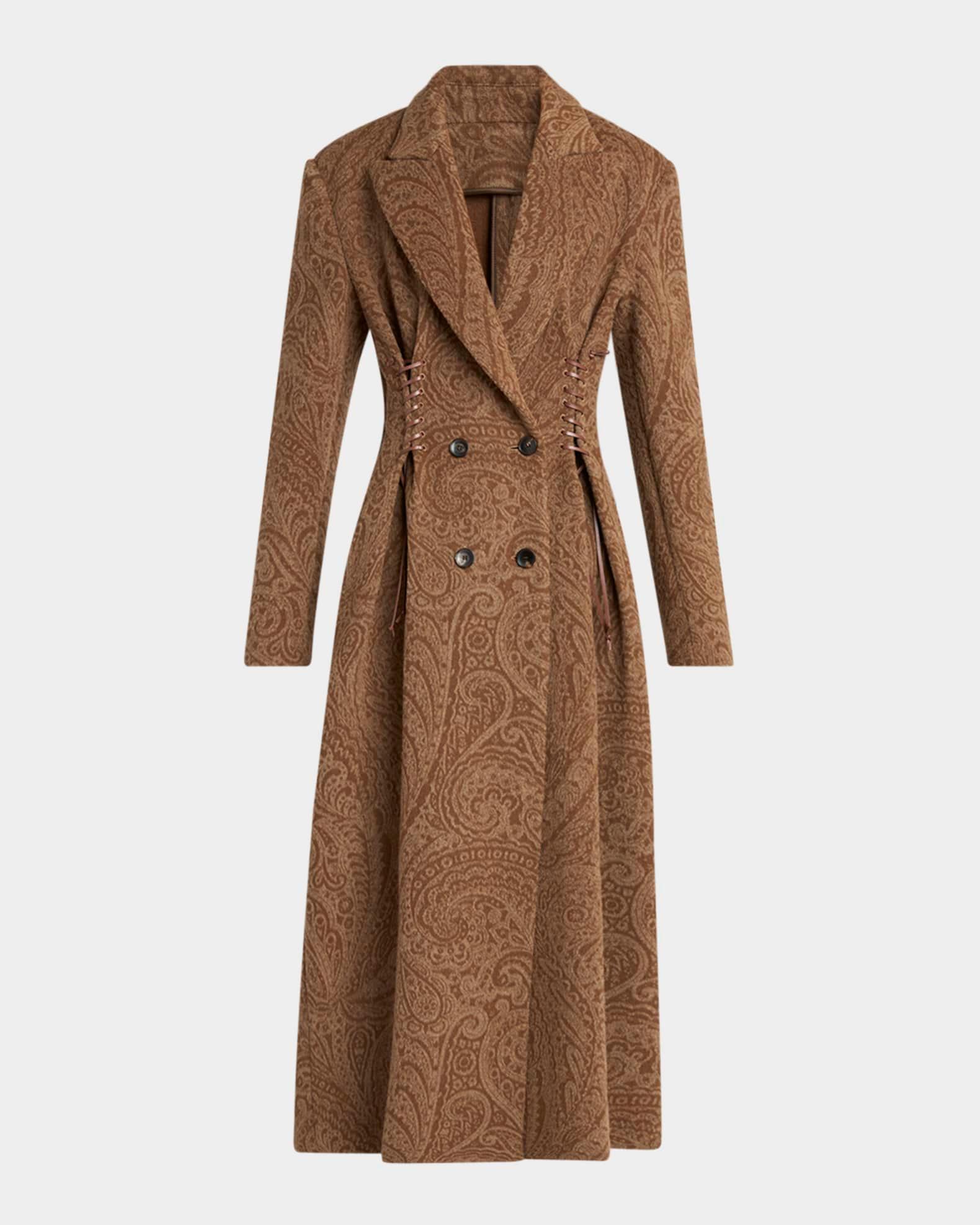 Paisley Wool Laced Long Trench Coat Product Image