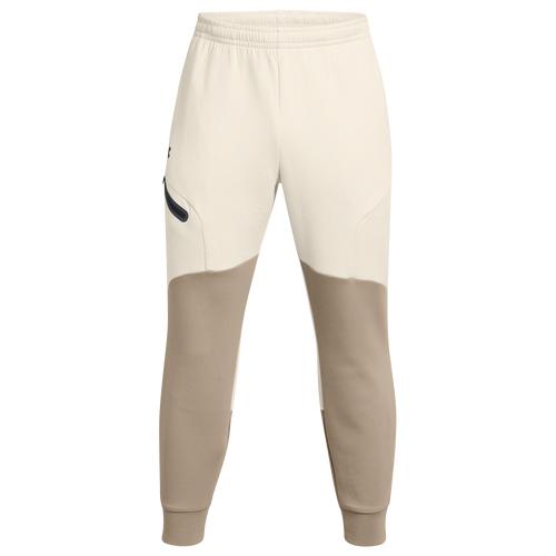 Under Armour Mens Under Armour Unstoppable Fleece Joggers - Mens Timberwolf Taupe/Summit White/Black Product Image