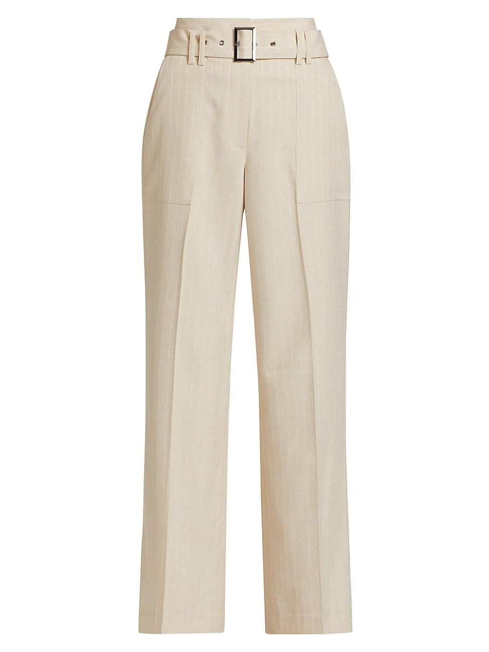 Womens Diana Pinstriped Belted Pants Product Image