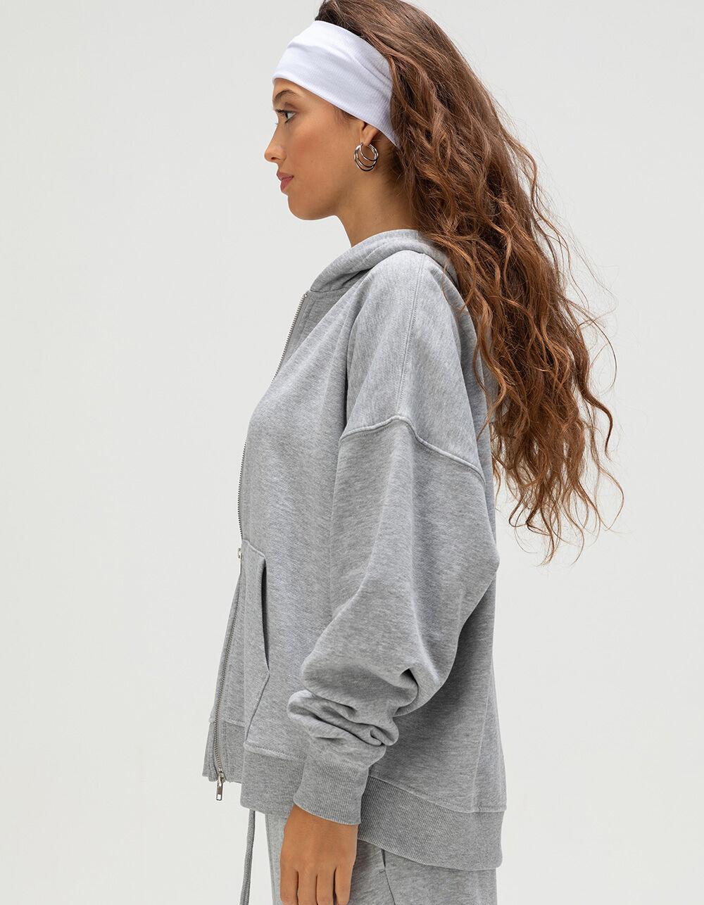 TILLYS Womens Oversized Zip-Up Hoodie - HEATHER GRAY Product Image