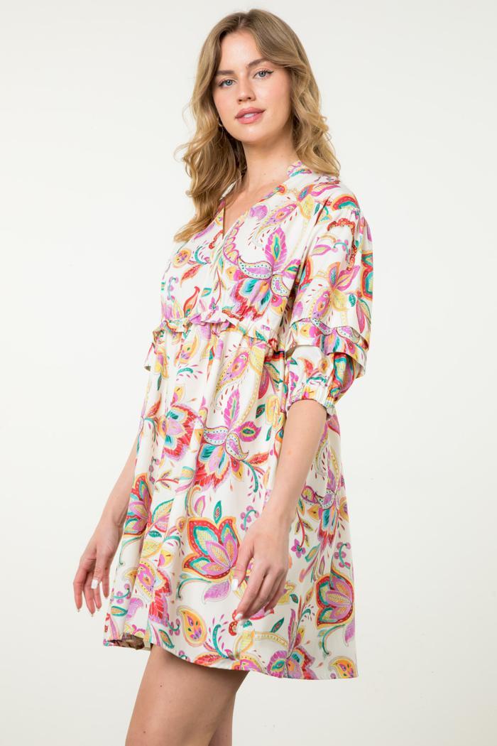 Balloon Slv Flower Print Dress Product Image