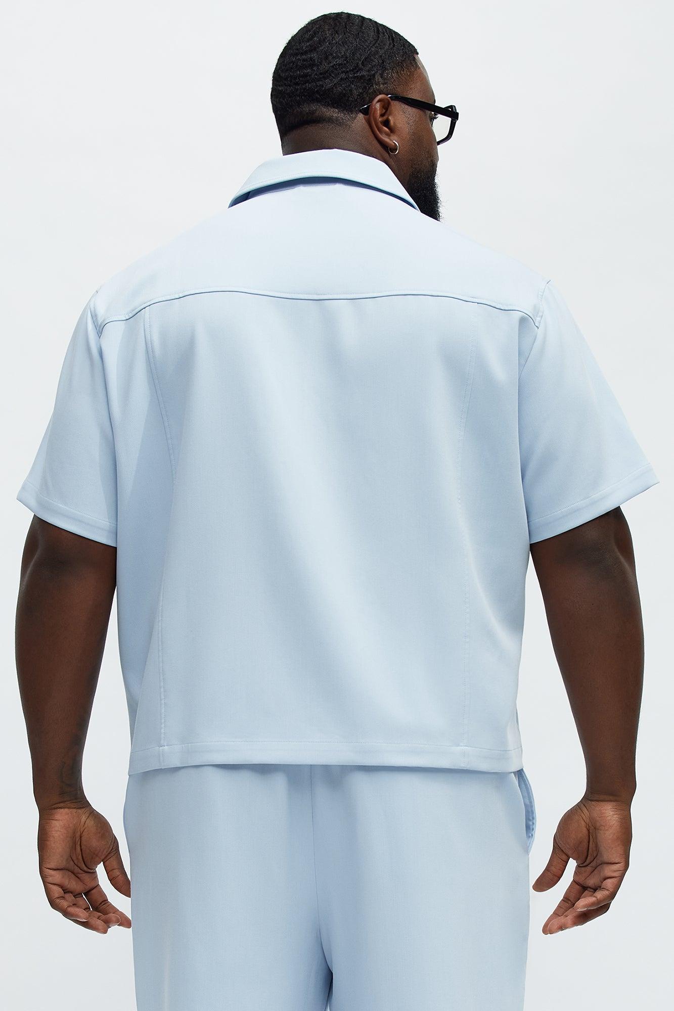 Cropped Ronan Weekender Button Up Shirt - Light Blue Male Product Image