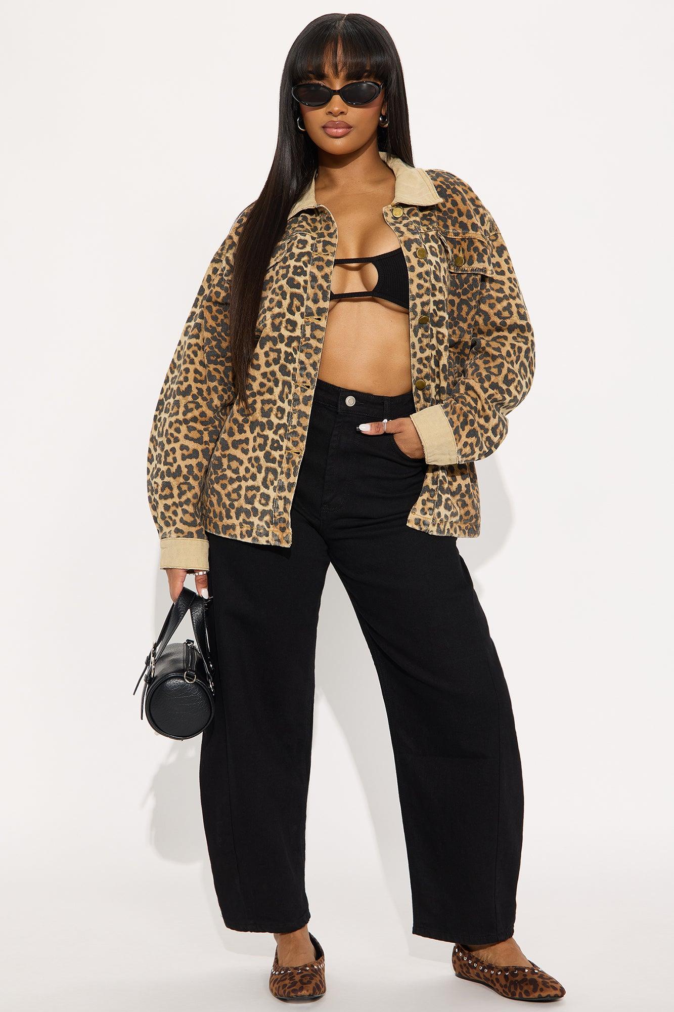 Denise Oversized Leopard Barn Jacket - Brown/combo Female Product Image