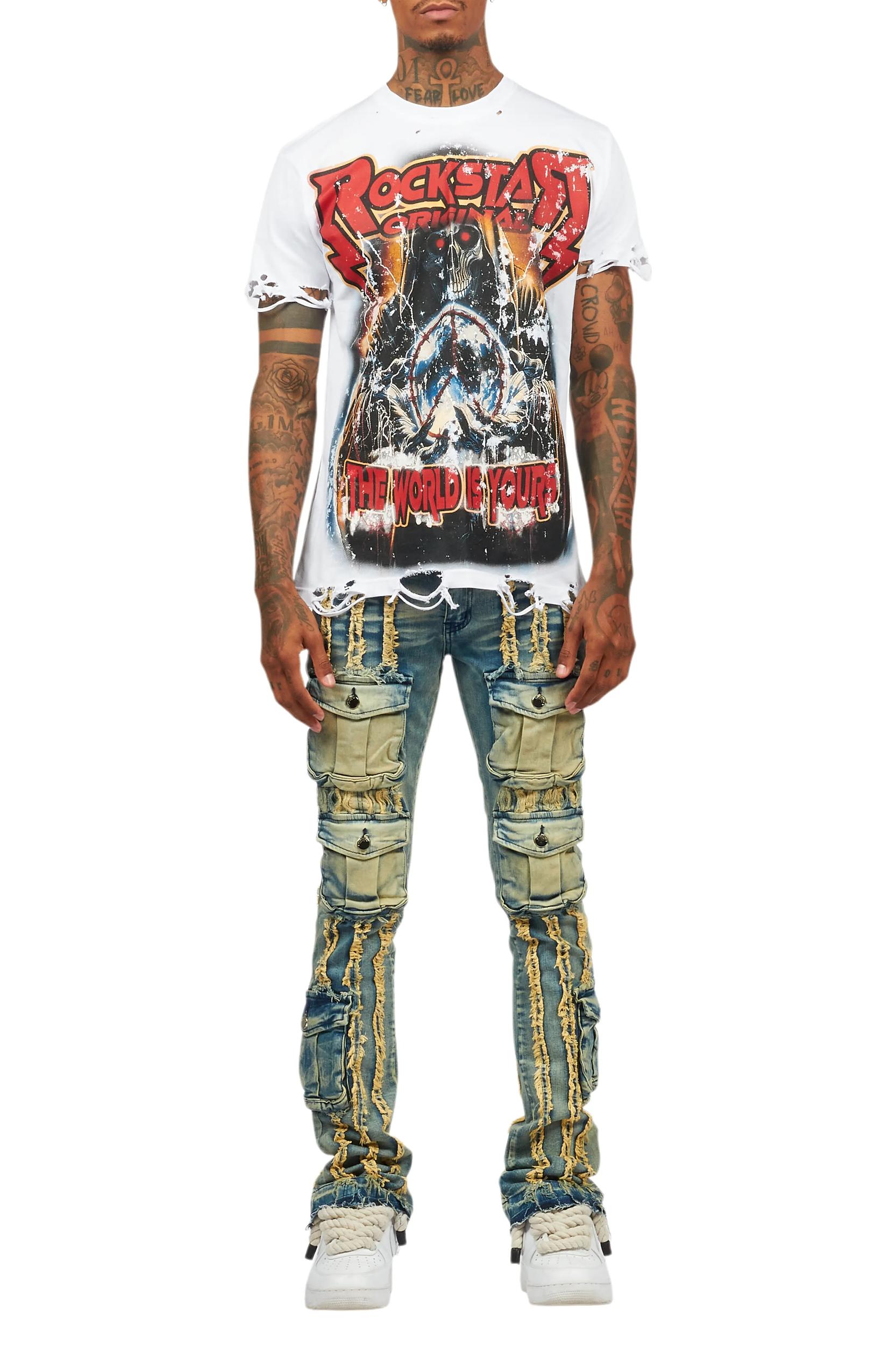 Frey Blue Stacked Flare Jean Male Product Image