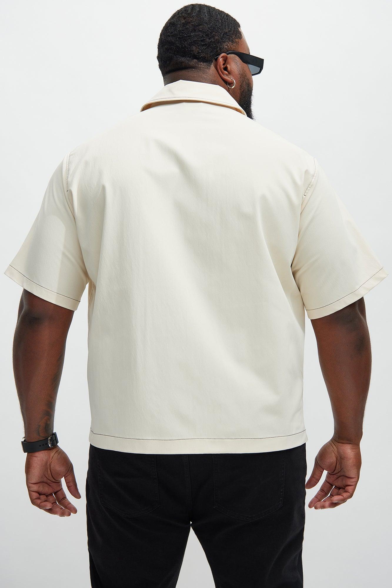 Hudson Contrast Stitching Shirt - Cream Product Image