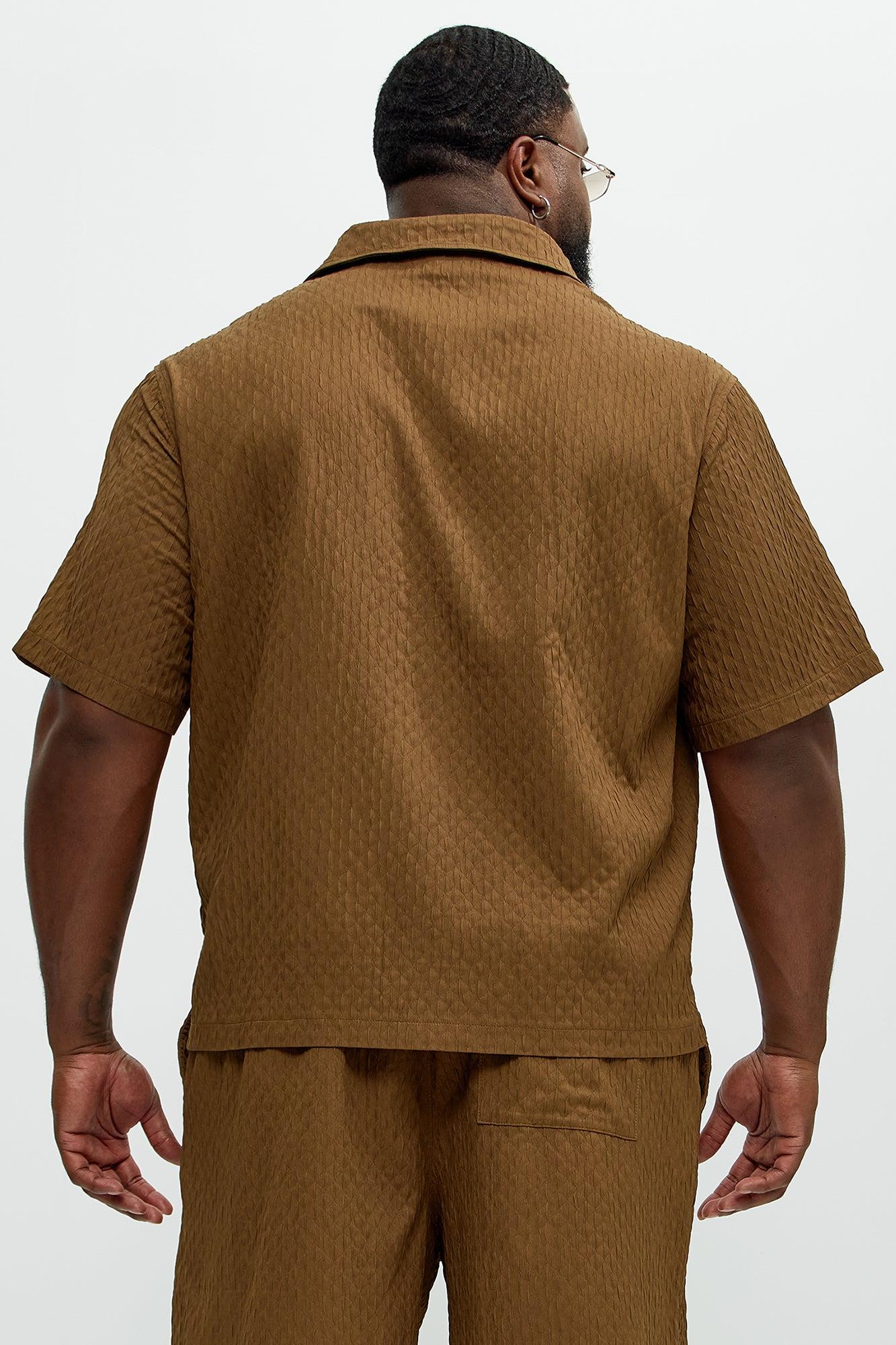 Mounce Textured Button Up Shirt - Brown Product Image