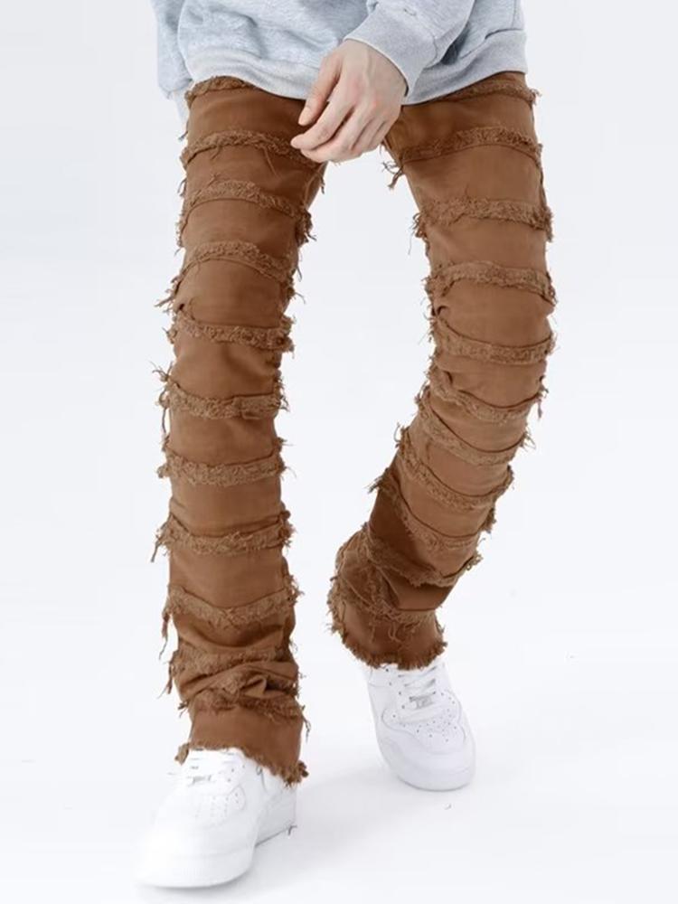 Sopula Men's Eroded Ripped Raw Edge Vintage Slim Fit Jeans Product Image