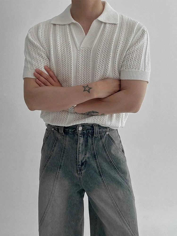 RT No. 18154 KNIT V-NECK POLO SHORT SLEEVE Product Image