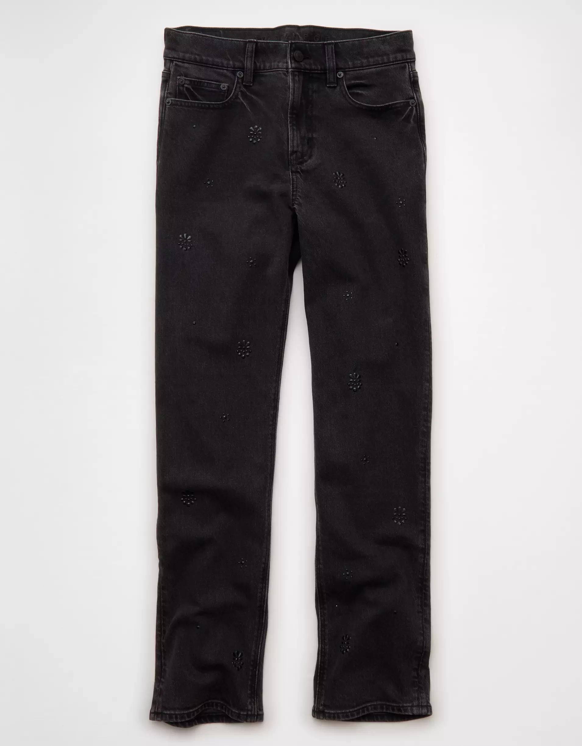 AE Stretch Super High-Waisted Embellished Straight Jean Product Image