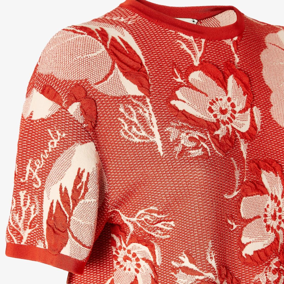 T-shirtRed viscose jacquard T-shirt Product Image