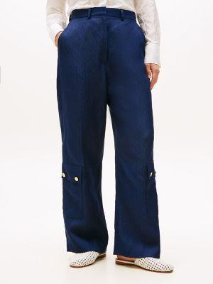 Silk and Linen Gold Button Cargo Pant Product Image