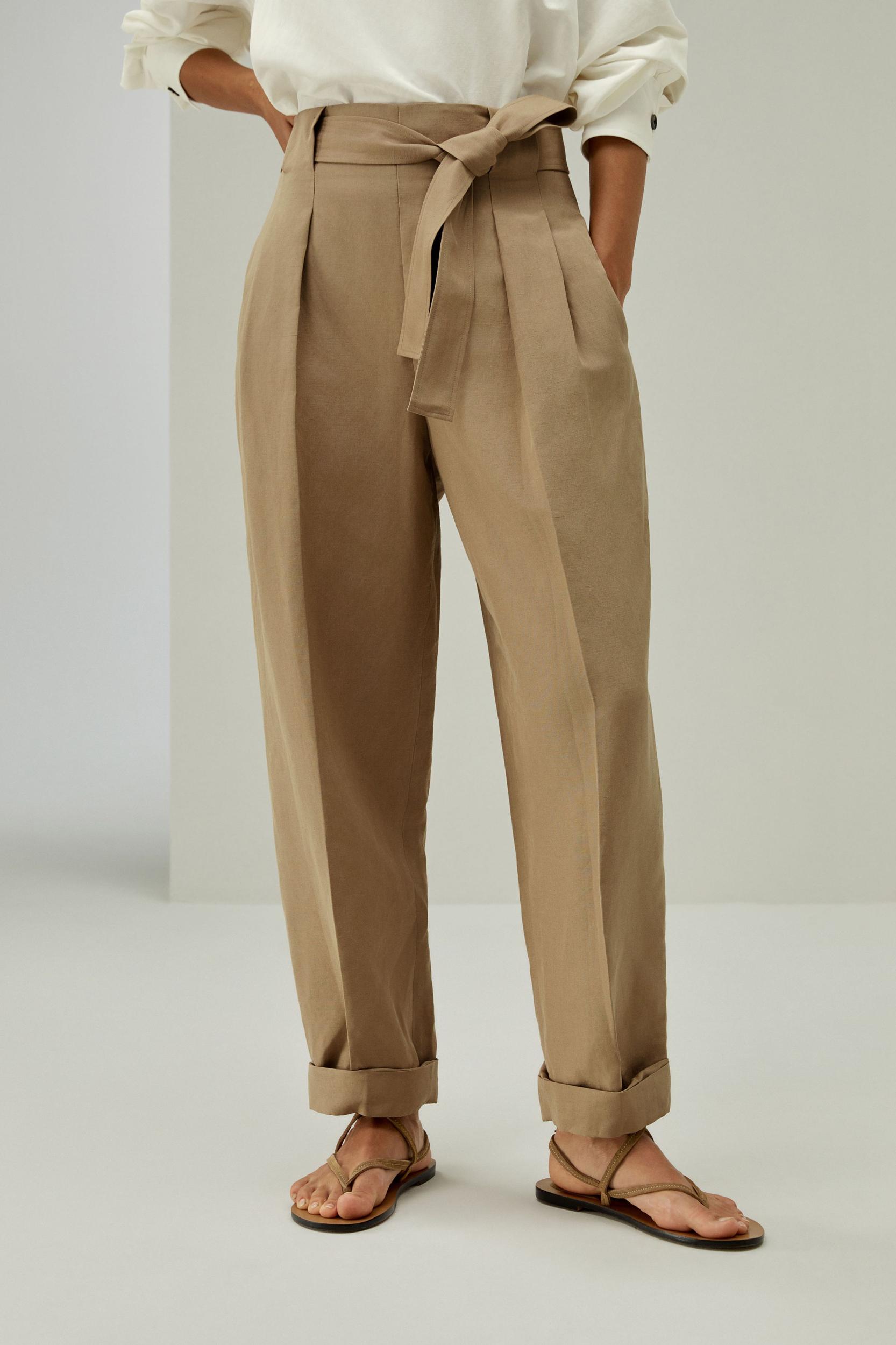 Breathable Silk-Linen Blend Tapered Pants Product Image