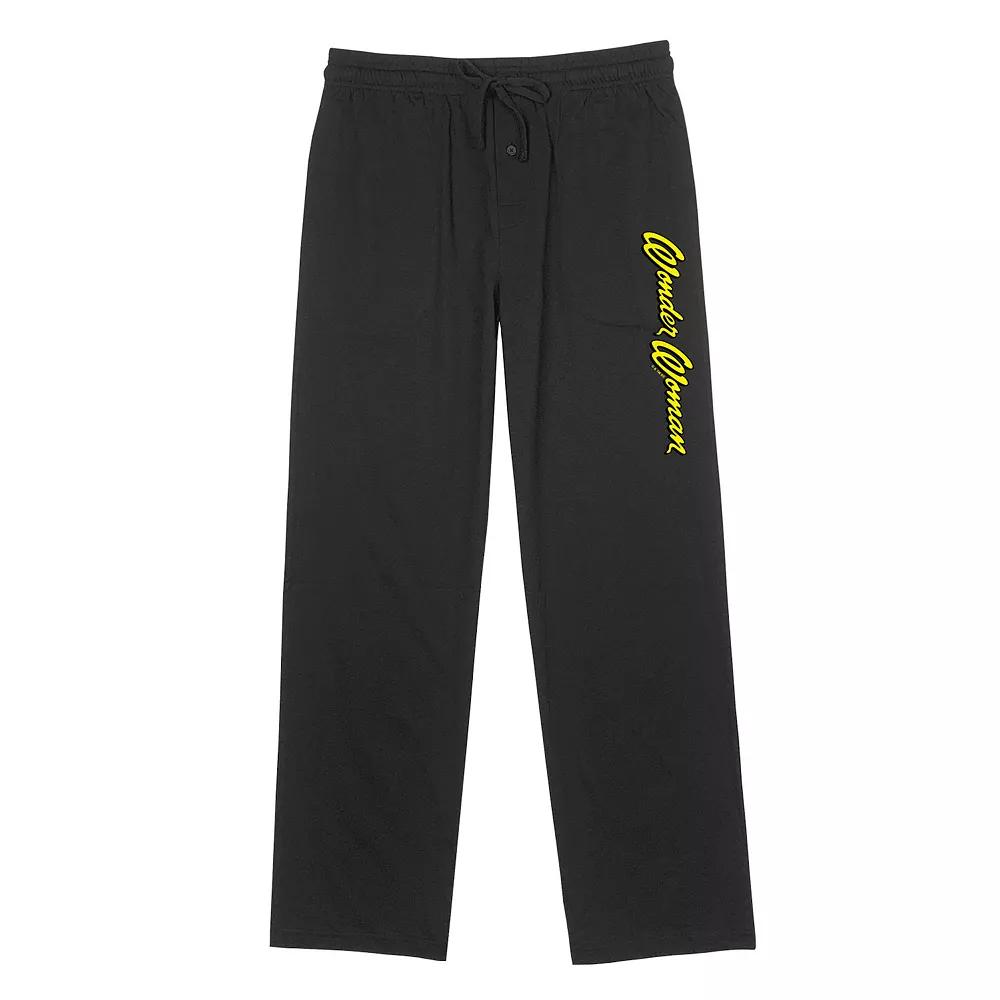 Men's Wonder Woman Cursive Logo Pajama Pants, Size: Small, Black Product Image